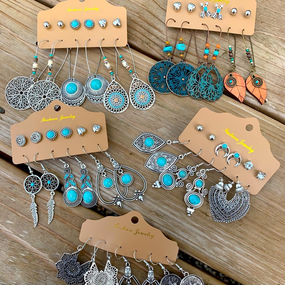 27 pair fashionable bohemian style earrings set.